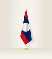 Laos flag on a flag stand. vector