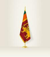 Sri Lanka flag on a flag stand. vector