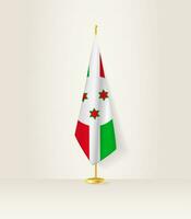 Burundi flag on a flag stand. vector