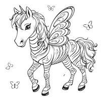 a coloring page for a kid of a horse zebra hybrid vector