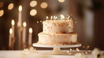 Golden Birthday cake background photo