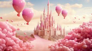 Pink princess castle photo