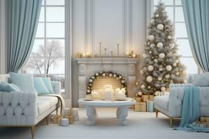 White room with Christmas decoration photo