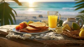 Summer breakfast on the beach photo