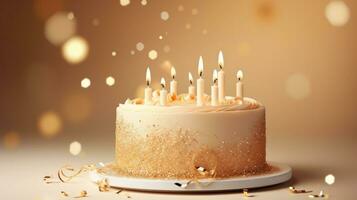 Golden Birthday cake background photo