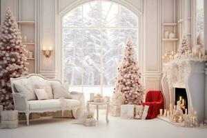 blanco habitación con Navidad decoración foto