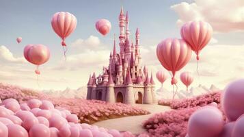 Pink princess castle photo