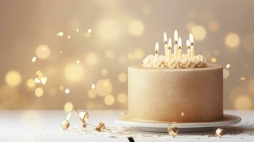 Golden Birthday cake background photo