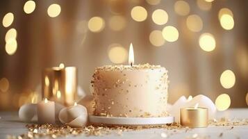 Golden Birthday cake background photo