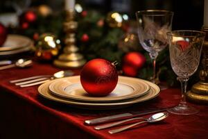 Navidad cena mesa decoración foto