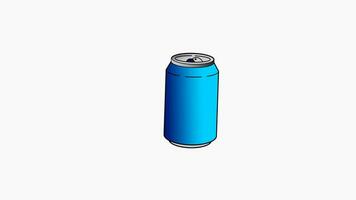 blue soda can footage animation isolated on white background, rotation soda can video