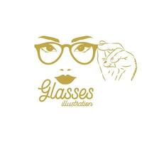 Pretty Beauty Woman Girl Lady Female Hold Eyeglass or Glasses for Optic Store Illustration vector