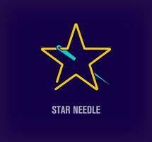 Creative starry pin needle logo. Unique color transitions. Creative fabric companies, tailor and fashion logo template. vector