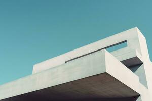 Close up of Abstract empty concrete building with modern style architecture. AI Generated photo