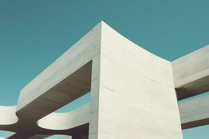 Close up of Abstract empty concrete building with modern style architecture. AI Generated photo