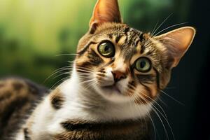 Cute Tabby European Shorthair close up shot. AI Generated photo