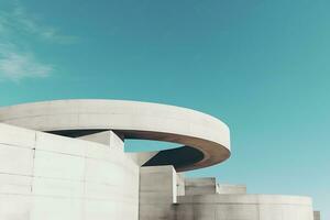 Close up of Abstract empty concrete building with modern style architecture. AI Generated photo