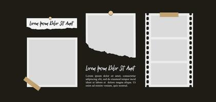 Pictures or photos frame collage. comics page grid layout abstract photo frames and digital photo wall template vector