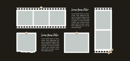 Pictures or photos frame collage. comics page grid layout abstract photo frames and digital photo wall template vector