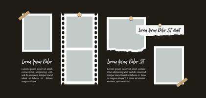 Pictures or photos frame collage. comics page grid layout abstract photo frames and digital photo wall template vector