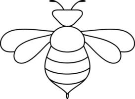 Illustrated bee outline illustration. Black bee line element. vector