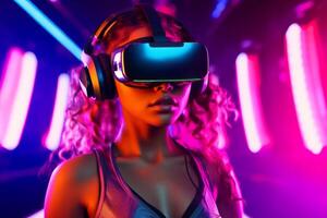 Stylized Portrait of a Woman Wearing a VR Headset photo