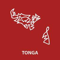 Abstract stroke map of Tonga for rugby tournament. vector