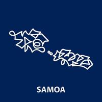 Abstract stroke map of Samoa for rugby tournament. vector