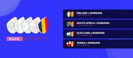 Romania rugby national team schedule matches in group stage of international rugby competition. vector