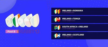 Irlanda rugby nacional equipo calendario partidos en grupo etapa de internacional rugby competencia. vector