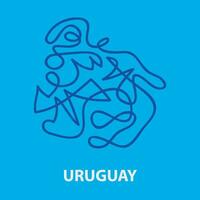 Abstract stroke map of Uruguay for rugby tournament. vector