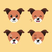 Set of cute character jack russell terrier dog faces showing different emotions vector