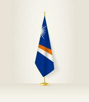 Marshall Islands flag on a flag stand. vector