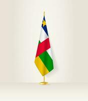 Central African Republic flag on a flag stand. vector