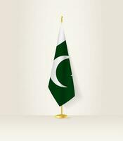 Pakistan flag on a flag stand. vector