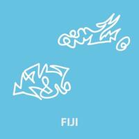 Abstract stroke map of Fiji for rugby tournament. vector