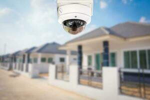 CCTV Home camera security operating at house. photo