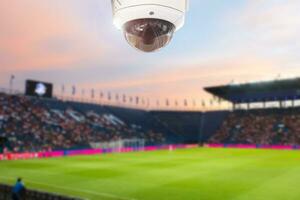 CCTV stadium football  twilight background. photo