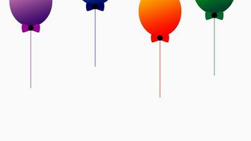 färgrik ballonger antal fot animering flytande isolerat på vit bakgrund video