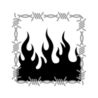 barbed wire with burning fire png