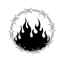 round barbed wire with fire png