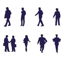 A set of silhouettes of different random people vector