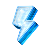 Thunder Y2K blue element sticker with chrome effect png