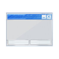 computer venster tab y2k blauw element sticker met chroom effect png