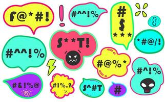 vector angry speech bubble set.Swearing word . Curse words, rude text censured message collection.