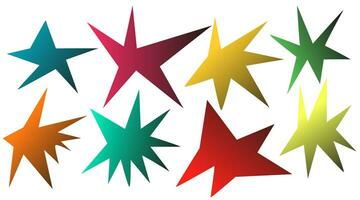 A simple set of trendy irregular stars. hand drawn shapes with gradient vector