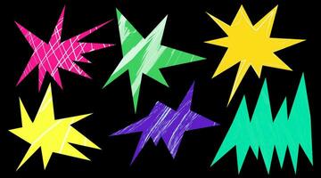 Simple set of trendy irregular stars. hand drawn shapes with textures. vector