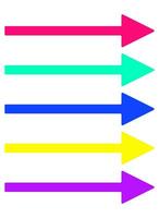 Set of straight arrows. Colored arrows point to the right. vector