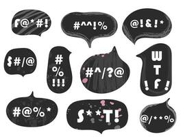 vector angry speech bubble set.Swearing word . Curse words, rude text censured message collection.