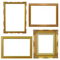 conjunto de dorado marco y madera Clásico aislado en blanco antecedentes. foto